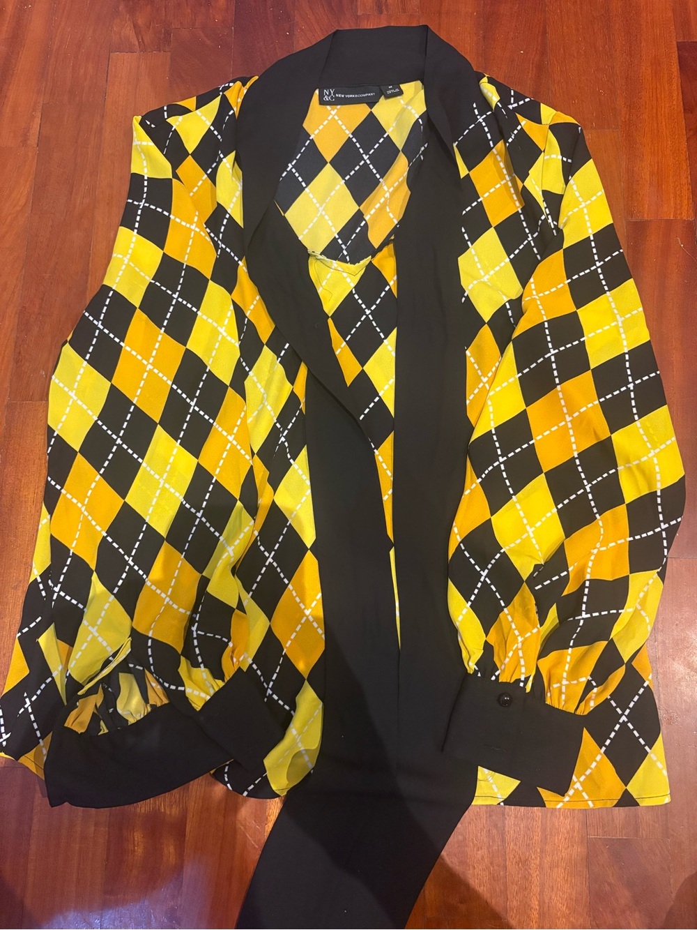 Kids Yellow and Black Argyle Shirt Top